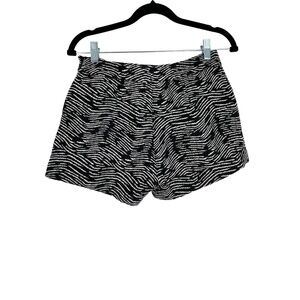 Derek Lam Women Black White Animal Print High Waisted Side Pockets Shorts Size M